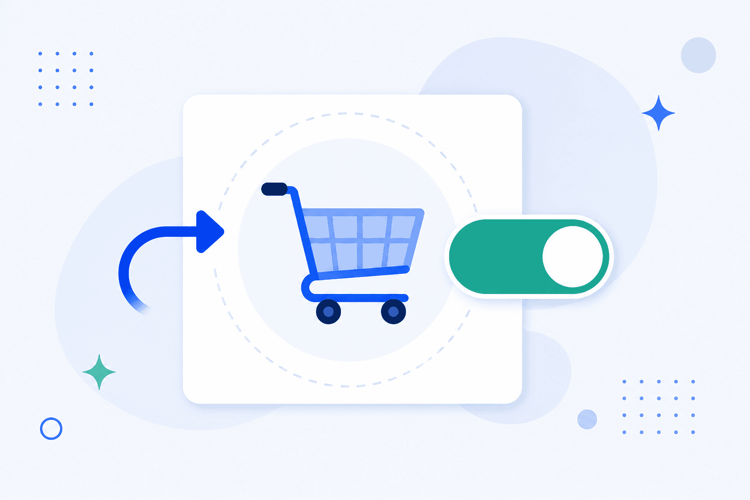 Flat illustration: where are the redirect to cart settings in WooCommerce : Products settings and cart toggle