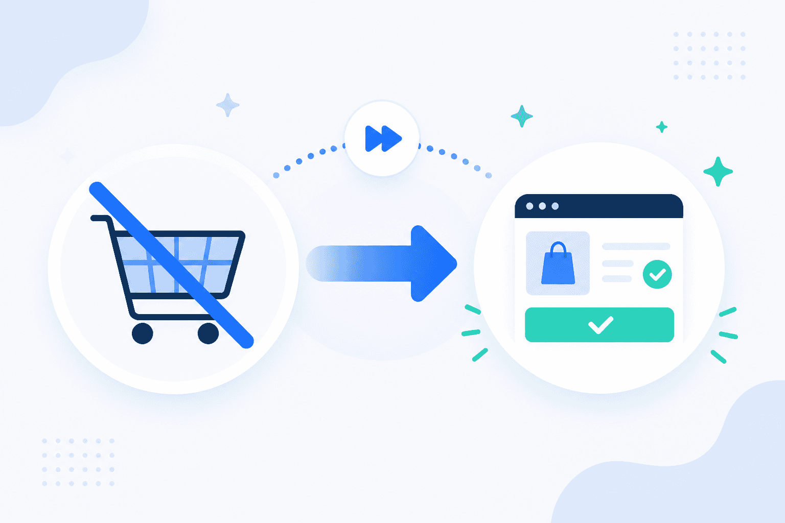 Flache Illustration: Warenkorb überspringen, direkt zum Checkout